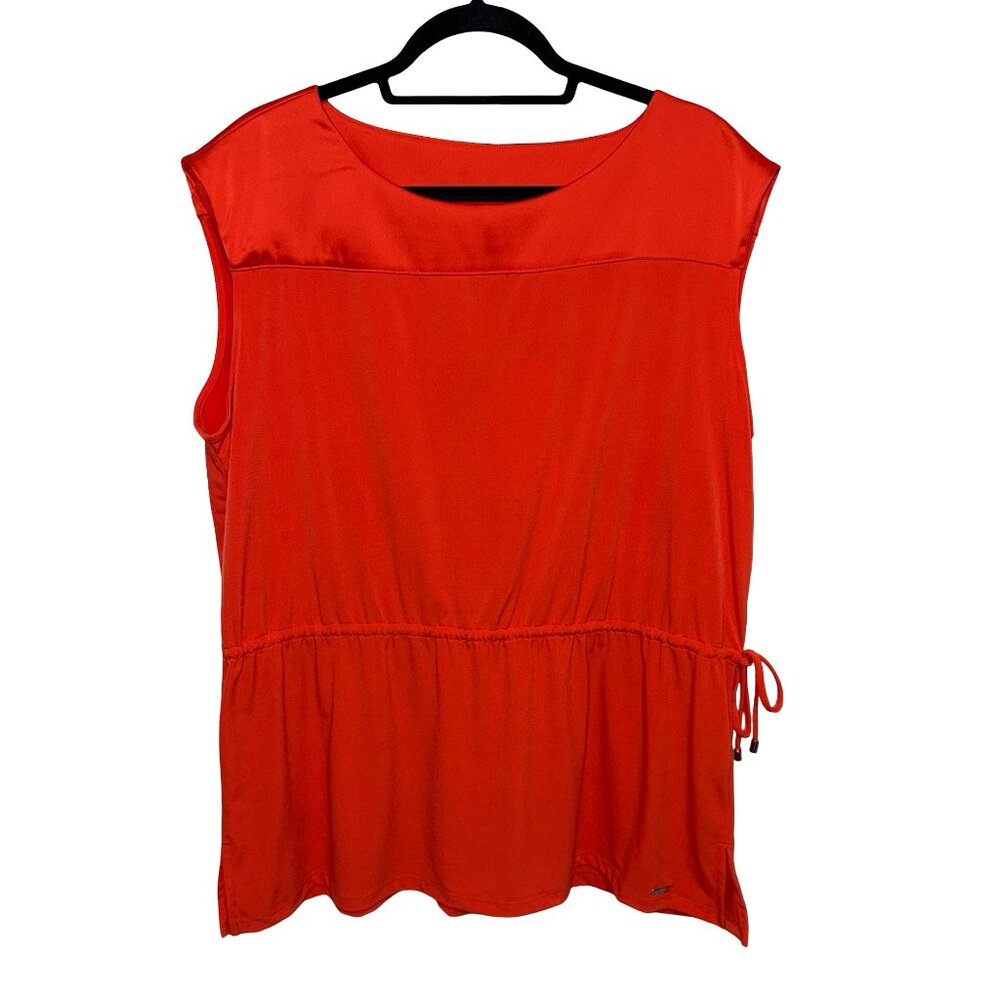 Calvin Klein Orange Plus Size Drawstring Waist Tunic Sleeveless Top Sz XL NWT